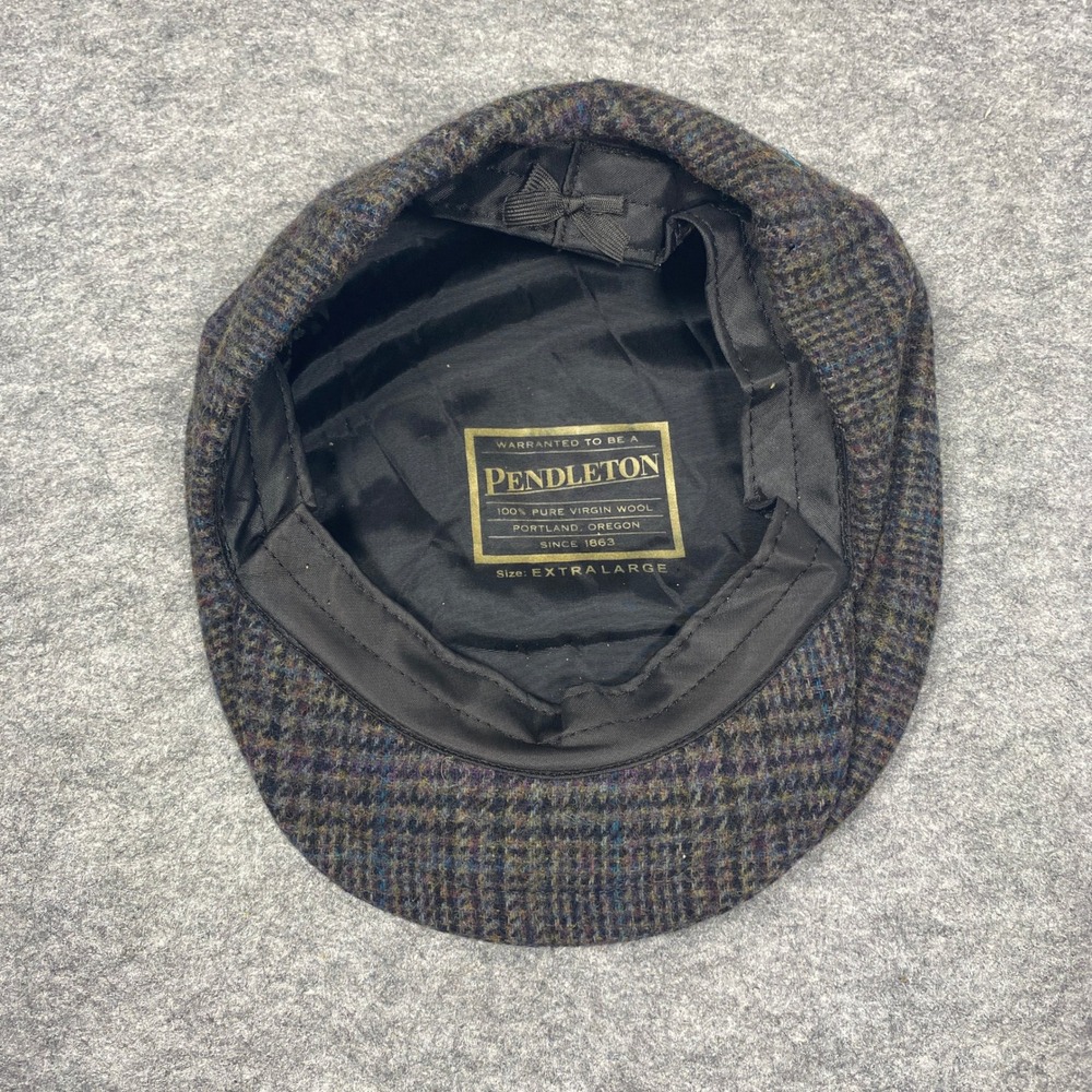 Pendleton Wool Flat Cap Newsboy Driving Hat Plaid Brown XL Made in USA A201-019